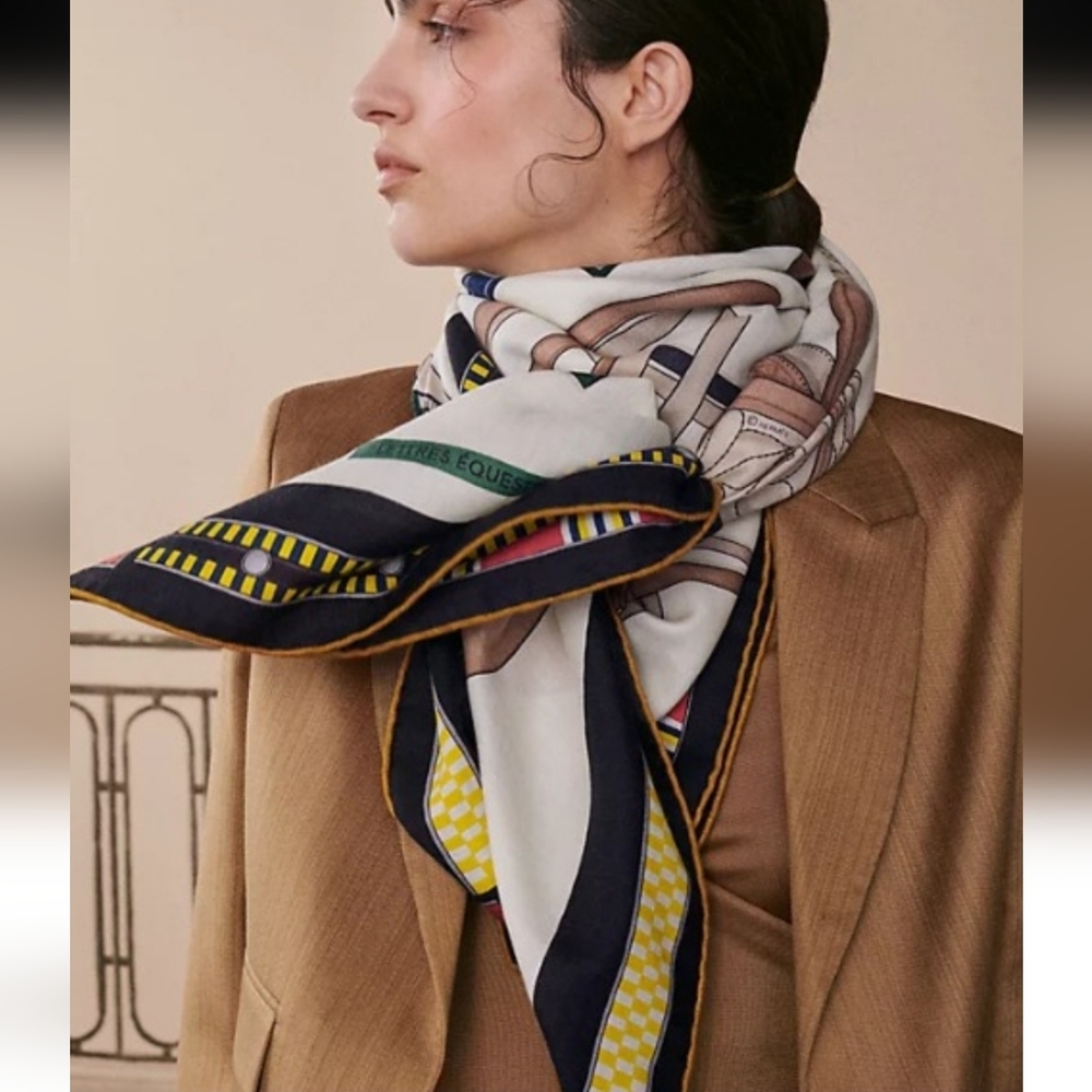 Hermès Lettres Equestres Cashmere Shawl Brand New With Tag